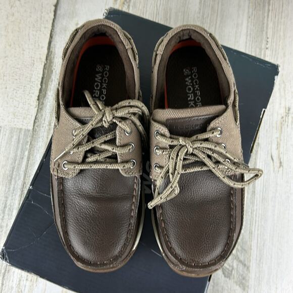 Rockport Works Women’s 6.5 Brown Leather Steel Toe Sailing Club Work Shoes New - Picture 2 of 10